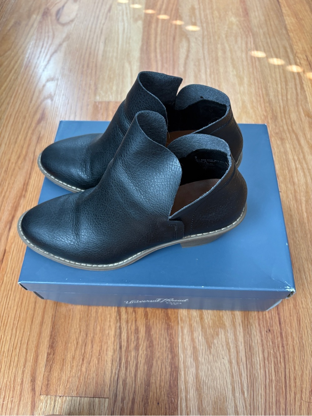 Women’s Black Faux Leather Cutout Ankle Boots- Universal Thread